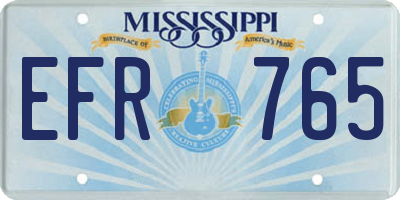 MS license plate EFR765