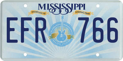 MS license plate EFR766