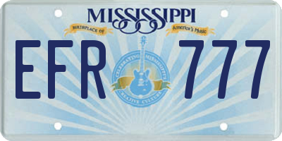 MS license plate EFR777