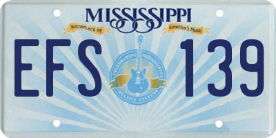 MS license plate EFS139