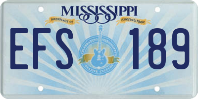 MS license plate EFS189