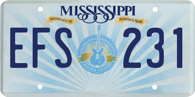 MS license plate EFS231
