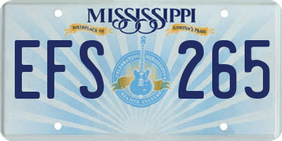 MS license plate EFS265
