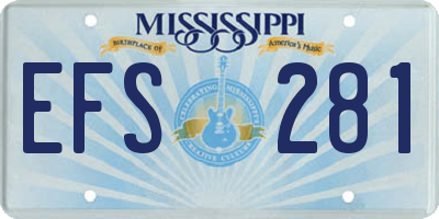 MS license plate EFS281