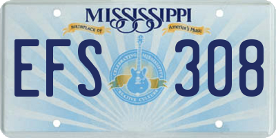 MS license plate EFS308