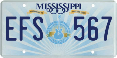 MS license plate EFS567