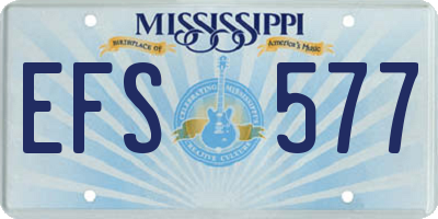 MS license plate EFS577