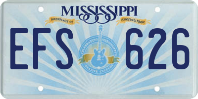 MS license plate EFS626