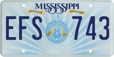 MS license plate EFS743