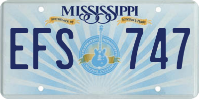 MS license plate EFS747