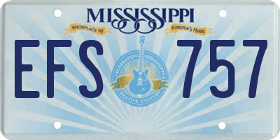 MS license plate EFS757