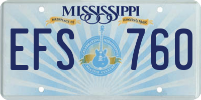 MS license plate EFS760