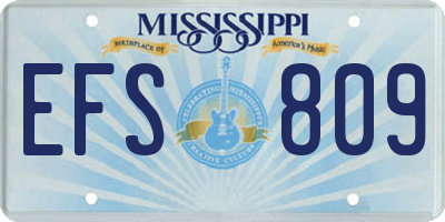 MS license plate EFS809