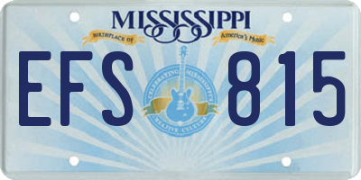 MS license plate EFS815