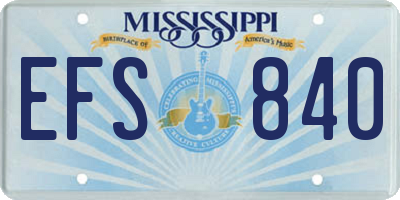 MS license plate EFS840