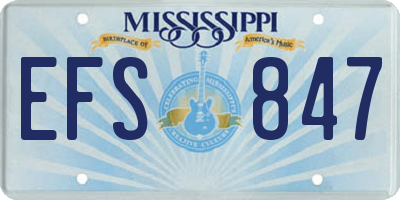 MS license plate EFS847