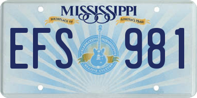 MS license plate EFS981