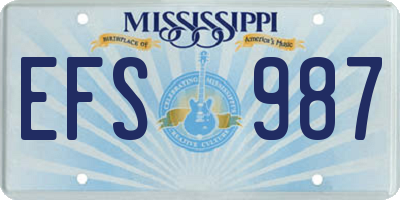 MS license plate EFS987