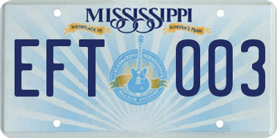 MS license plate EFT003