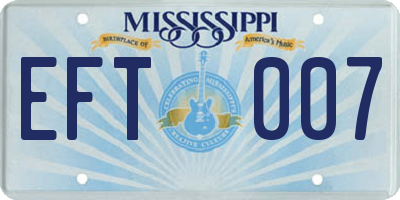 MS license plate EFT007
