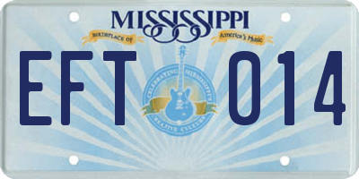 MS license plate EFT014