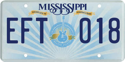 MS license plate EFT018