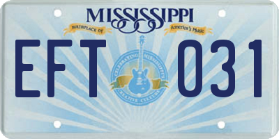 MS license plate EFT031