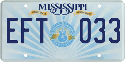MS license plate EFT033