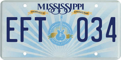 MS license plate EFT034