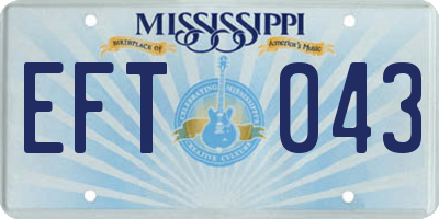 MS license plate EFT043