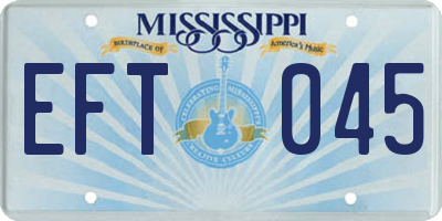 MS license plate EFT045