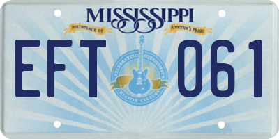 MS license plate EFT061