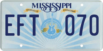 MS license plate EFT070