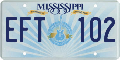 MS license plate EFT102