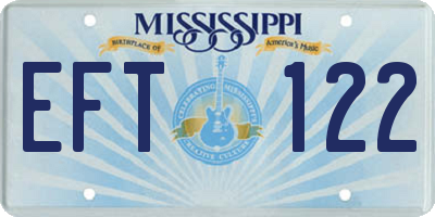 MS license plate EFT122