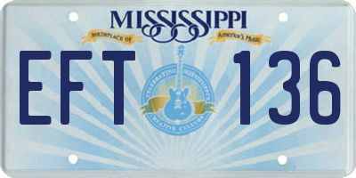 MS license plate EFT136