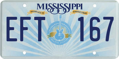 MS license plate EFT167