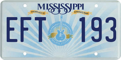 MS license plate EFT193