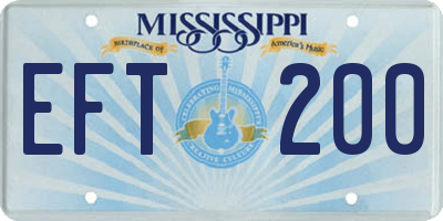 MS license plate EFT200