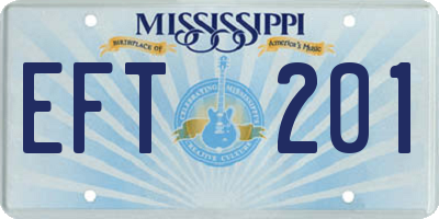 MS license plate EFT201
