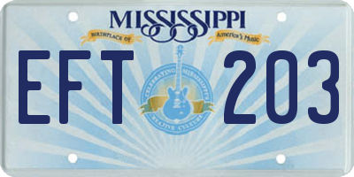 MS license plate EFT203