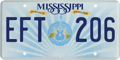 MS license plate EFT206