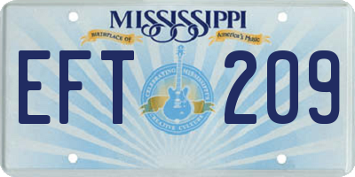 MS license plate EFT209