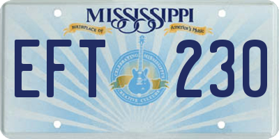 MS license plate EFT230