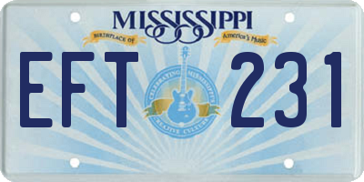 MS license plate EFT231