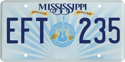 MS license plate EFT235