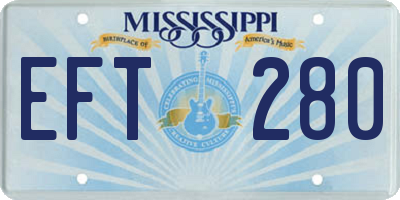 MS license plate EFT280