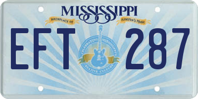 MS license plate EFT287
