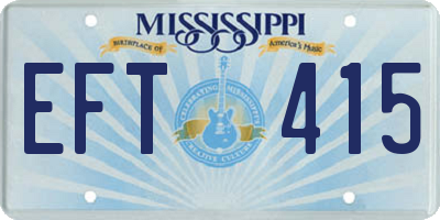 MS license plate EFT415