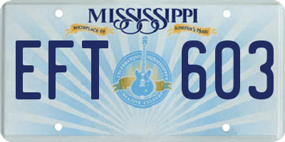 MS license plate EFT603